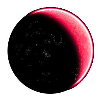 A vivid, red planet